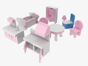 Muebles de juguete estilizados. Modelo 3D