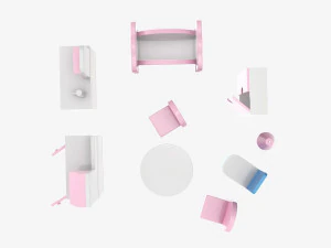 Muebles de juguete estilizados. Modelo 3D