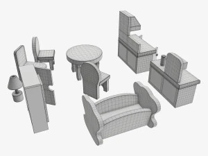 Muebles de juguete estilizados. Modelo 3D