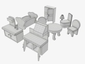 Muebles de juguete estilizados. Modelo 3D