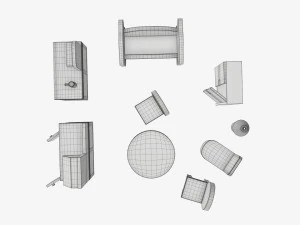 Muebles de juguete estilizados. Modelo 3D
