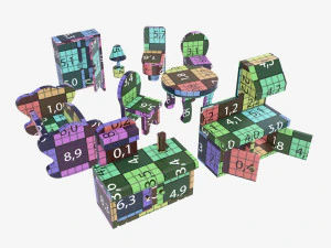Muebles de juguete estilizados. Modelo 3D