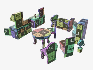 Muebles de juguete estilizados. Modelo 3D