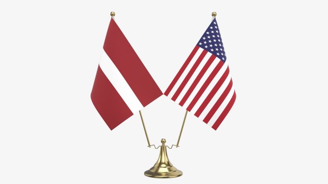 Decorative desk double flag 02 Modelo 3D .c4d .max .obj .3ds .fbx .stl .blend 