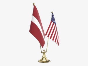 Escritorio decorativo doble bandera 02 Modelo 3D