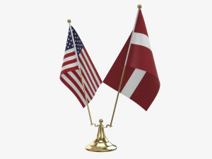 Escritorio decorativo doble bandera 02 Modelo 3D