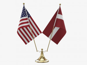 Decorative desk double flag 02 Modelo 3D