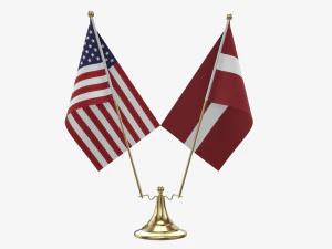Escritorio decorativo doble bandera 02 Modelo 3D