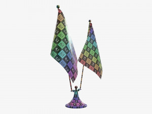 Decorative desk double flag 02 Modelo 3D