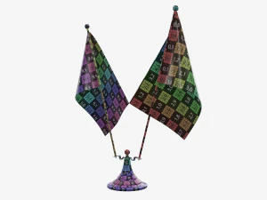 Escritorio decorativo doble bandera 02 Modelo 3D