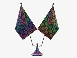 Escritorio decorativo doble bandera 02 Modelo 3D