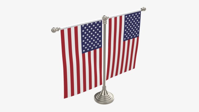 Decorative desk flag double flagpole 3D Model .c4d .max .obj .3ds .fbx .stl .blend 