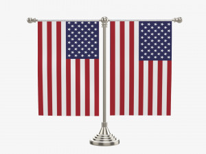 Decorative desk flag double flagpole 3D Model