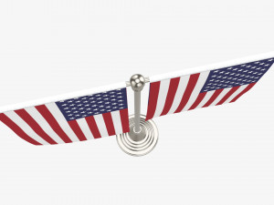 Decorative desk flag double flagpole 3D Model