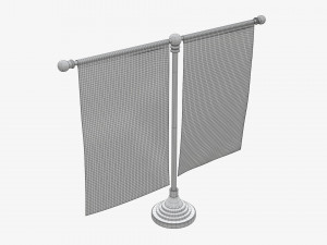 Decorative desk flag double flagpole 3D Model