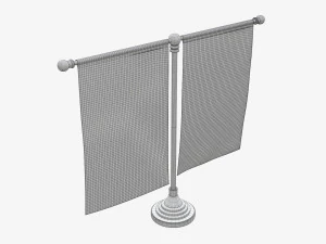Decorative desk flag double flagpole 3D Model