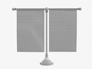 Decorative desk flag double flagpole 3D Model