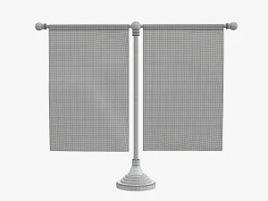 Decorative desk flag double flagpole 3D Model