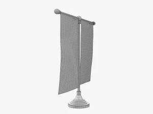 Decorative desk flag double flagpole 3D Model
