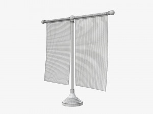Decorative desk flag double flagpole 3D Model