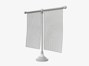 Decorative desk flag double flagpole 3D Model