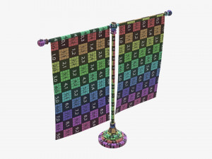 Decorative desk flag double flagpole 3D Model