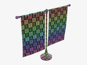 Decorative desk flag double flagpole 3D Model