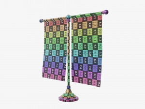 Decorative desk flag double flagpole 3D Model