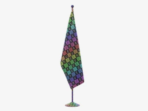Decorative desk flag tall 3D Model