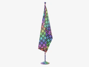 Decorative desk flag tall 3D Model