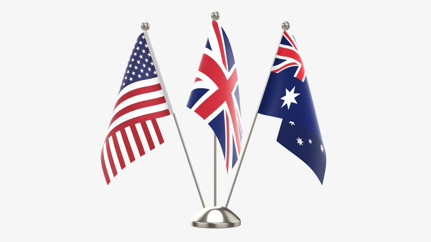 Decorative desk flag triple flagpole 3D Model .c4d .max .obj .3ds .fbx .stl .blend 