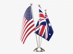 Decorative desk flag triple flagpole Modello 3D