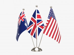 Decorative desk flag triple flagpole Modello 3D