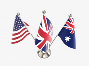 Decorative desk flag triple flagpole Modello 3D