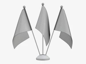 Decorative desk flag triple flagpole 3D Model