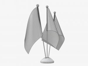 Decorative desk flag triple flagpole Modello 3D