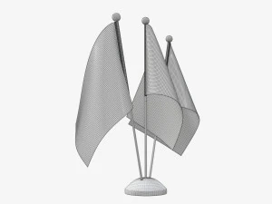 Decorative desk flag triple flagpole 3D Model