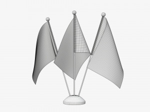 Decorative desk flag triple flagpole Modello 3D