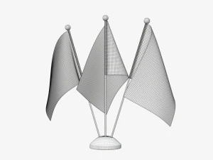 Decorative desk flag triple flagpole 3D Model