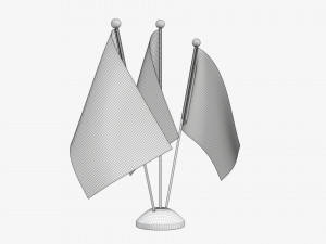 Decorative desk flag triple flagpole Modello 3D