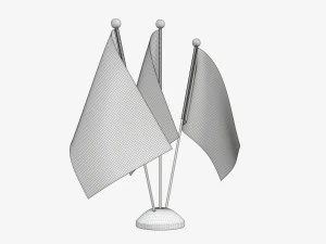 Decorative desk flag triple flagpole 3D Model