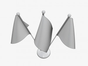 Decorative desk flag triple flagpole Modello 3D