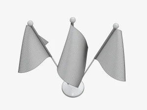 Decorative desk flag triple flagpole 3D Model