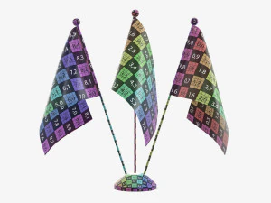 Decorative desk flag triple flagpole 3D Model