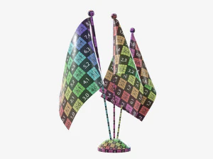 Decorative desk flag triple flagpole 3D Model