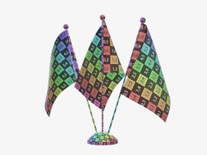 Decorative desk flag triple flagpole Modello 3D