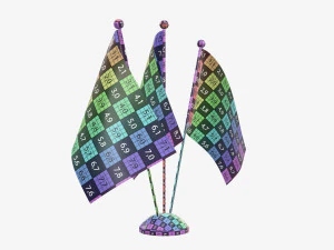 Decorative desk flag triple flagpole 3D Model