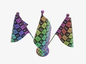 Decorative desk flag triple flagpole 3D Model