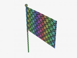 Decorative small flag on flagpole Modelo 3D