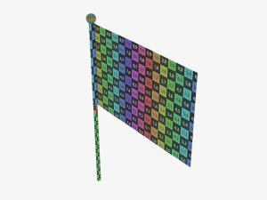 Decorative small flag on flagpole 3D Model